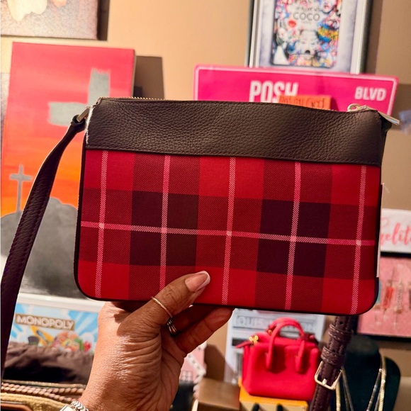 Kate Spade New York Leila Plaid Triple Gusset Crossbody Bag - Picture 7 of 17